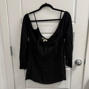Urban Outfitters Staring at stars Cold Shoulder Embroidered Top Black Size Small